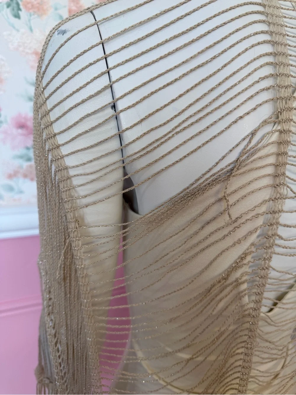 Scarf Lightweight Beige Fringe Shawl - Neutral Layering Piece